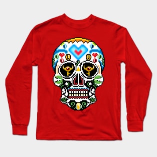 8-Bit Sugar Skull Long Sleeve T-Shirt